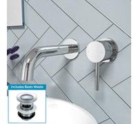 Nes Home Remy Wall Mounted Curved Spout Basin Mono Mixer Tap & Waste Chrome