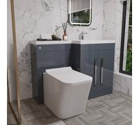 Nes Home Rh 1100mm Vanity Basin Unit, Wc Unit & Elora Back To Wall Toilet Grey
