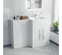 Nes Home RH 1100mm White Gloss Vanity Unit Basin Sink Furniture Flat Pack