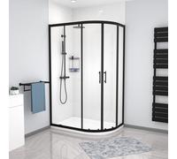 Nes Home RH 1200 x 800 Black Offset Quadrant Shower Enclosure & Tray