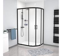 Nes Home RH 1200 x 800 Black Offset Quadrant Shower Enclosure & Tray