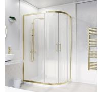 Nes Home RH 1200 x 800mm Offset Quadrant Shower Enclosure Brushed Brass & Tray