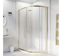 Nes Home RH 1200 x 800mm Offset Quadrant Shower Enclosure Brushed Brass & Tray