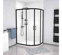 Nes Home RH 1200 x 900 Black Offset Quadrant Shower Enclosure & Tray