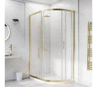 Nes Home RH 1200 x 900mm Offset Quadrant Shower Enclosure Brushed Brass & Tray