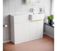 Nes Home RH Basin Vanity Unit With Brushed Brass handles & WC Unit