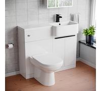 Nes Home RH Black Handles Basin Vanity Unit With Tap, WC Unit & Toilet