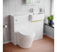 Nes Home RH Vanity Unit, Brushed Brass Handles, WC Unit Rimless Toilet