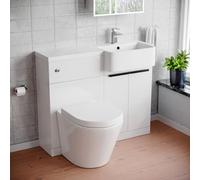 Nes Home Right Hand Basin Vanity Unit, With Black Handles, Wc Unit & Rimless Toilet