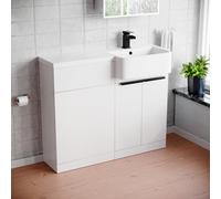 Nes Home Right Hand Black Handles Basin Vanity Unit With Tap & Freestanding Wc Unit