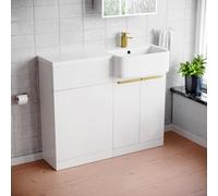 Nes Home Right Hand Brushed Brass Handles Basin Vanity Unit With Tap & Wc Unit