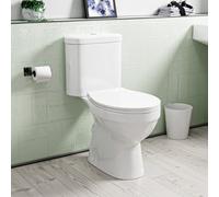 Nes Home Rimless Close-Coupled Wc Toilet Pan And Soft Close Seat With Dual Flush