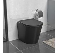Nes Home Rimless Round Back To Wall Toilet Pan & Soft Close Seat Matte Black