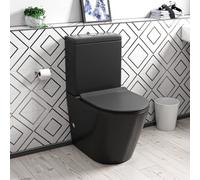 NES Home Rimless Round Close-Coupled Toilet with Matte Black Cistern & Soft-Close Seat, 3/6L Dual Flush