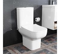 Nes Home Rimless Square Close Coupled Toilet Pan With Integrated Hot Cold Bidet