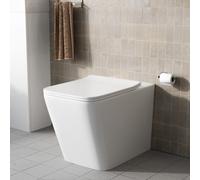 Nes Home Rimless White Back To Wall WC Toilet Pan with Soft Close Seat