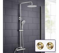 Nes Home Rosa Round Thermostatic Dual Control Riser Slider Shower Handset & Easy Fittings