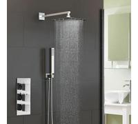 Nes Home Rose 2 Way Concealed Thermostatic Shower Mixer Valve 200 Slim Overhead - Chrome