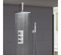 Nes Home Rose 2 Way Square Concealed Thermostatic Mixer Valve Head Hand Held Shower Set