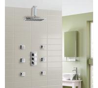 Nes Home Rose 3 Dial 2 Way Square Concealed Thermostatic Mixer Valve Body Jet Shower Head
