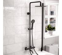 Nes Home Round 3 Way Thermostatic Shower Kit with Bath Filler - Matte Black | Size: 200mm x 1500mm Nes Home Black 200mm x 1500mm