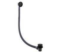 Nes Home Round Bath & Sprung Waste With Minimalist Overflow Black Finish