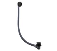 Nes Home Round Bath & Sprung Waste With Minimalist Overflow Black Finish