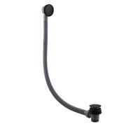 Nes Home Round Bath & Sprung Waste With Minimalist Overflow Black Finish