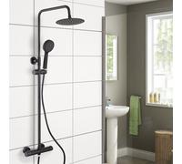 Regent Round Black Exposed Thermostatic Shower Mixer - Slider Rail Kit