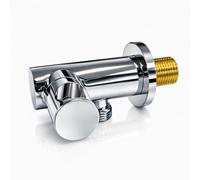 Nes Home Round Brass Wall Mounted Union Outlet Elbow Bracket Shower Handset Holder in Metallic Silver Nes Home Metallic Silver