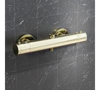 Nes Home Round Brushed Brass Exposed Thermostatic Shower Mixer Bar Valve