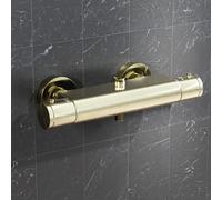 Nes Home Round Brushed Brass Exposed Thermostatic Shower Mixer Bar Valve