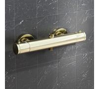 Nes Home Round Brushed Brass Exposed Thermostatic Shower Mixer Bar Valve
