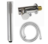 Nes Home Round Chrome Handheld Handset Shower + Wall Outlet Elbow Bracket + 1.5M Pvc Hose