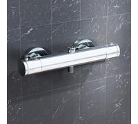 Nes Home Round Chrome Thermostatic Shower Bar Valve Double Outlet Wall Mounted