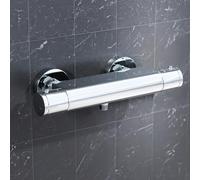 Round Chrome Thermostatic Shower Bar Valve Single Outlet Wall Mounted Nes Home Silver One Size