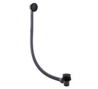 Nes Home Round Easy Clean Flexible Matt Black Bath And Sprung Waste With Overflow