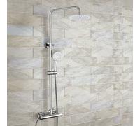 Nes Home Round Exposed Thermostatic Dual Control Shower Mixer in Metallic Silver Nes Home Metallic Silver
