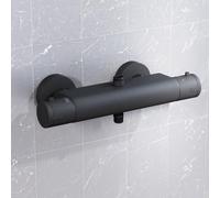 Nes Home Round Matte Black Thermostatic Shower Bar Valve Double Outlet