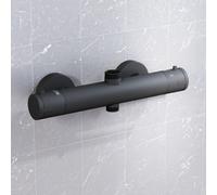 Nes Home Round Matte Black Thermostatic Shower Bar Valve Double Outlet