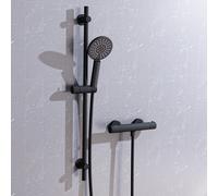 Nes Home Round Matte Black Thermostatic Shower Bar with Shower Slider Rail Kit