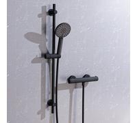 Nes Home Round Matte Black Thermostatic Shower Bar With Shower Slider Rail Kit
