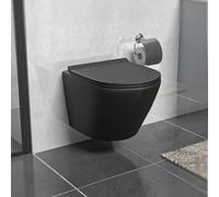 Nes Home Round Rimless Wall Hung Toilet Pan & Soft Close Seat Matte Black