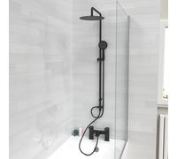 Nes Home Round Riser Rail Shower Kit With Bath Filler Tap & Handset Matte Black
