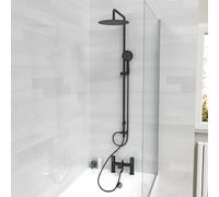Nes Home Round Riser Rail Shower Kit With Bath Mixer Tap & Handset Matte Black