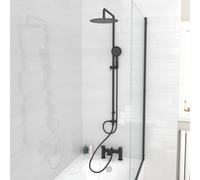 Nes Home Round Shower Bath Mixer Tap, Handset & Riser Rail Kit Matte Black Nes Home Black