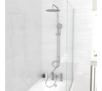 Nes Home Round Shower Mixer with Bath Filler Tap, Handset & Riser Rail Kit