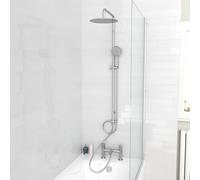 Nes Home Round Shower Mixer with Bath Filler Tap, Handset & Riser Rail Kit