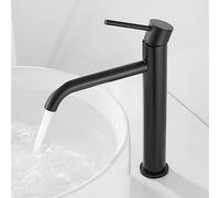 Nes Home Round Single Lever High Rise Bathroom Basin Mono Mixer Matte Black Tap