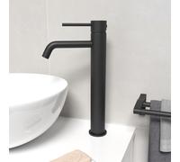 Nes Home Round Single Lever High Rise Bathroom Basin Mono Mixer Matte Black Tap